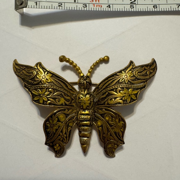 Vintage Spanish Damascene Butterfly Brooch - Picture 2 of 4